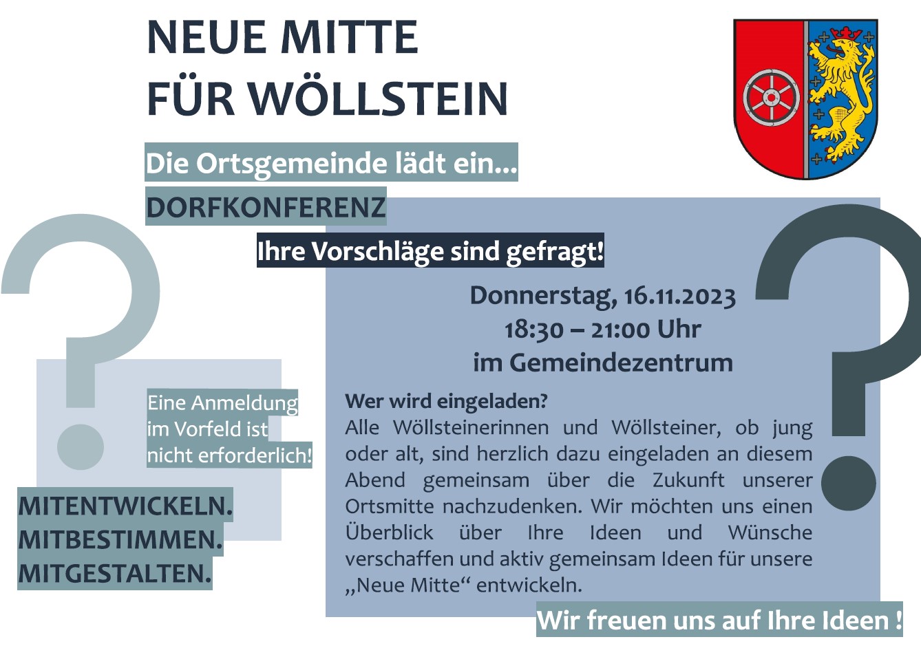 Einladung zur Dorfkonferenz „Neue Mitte“