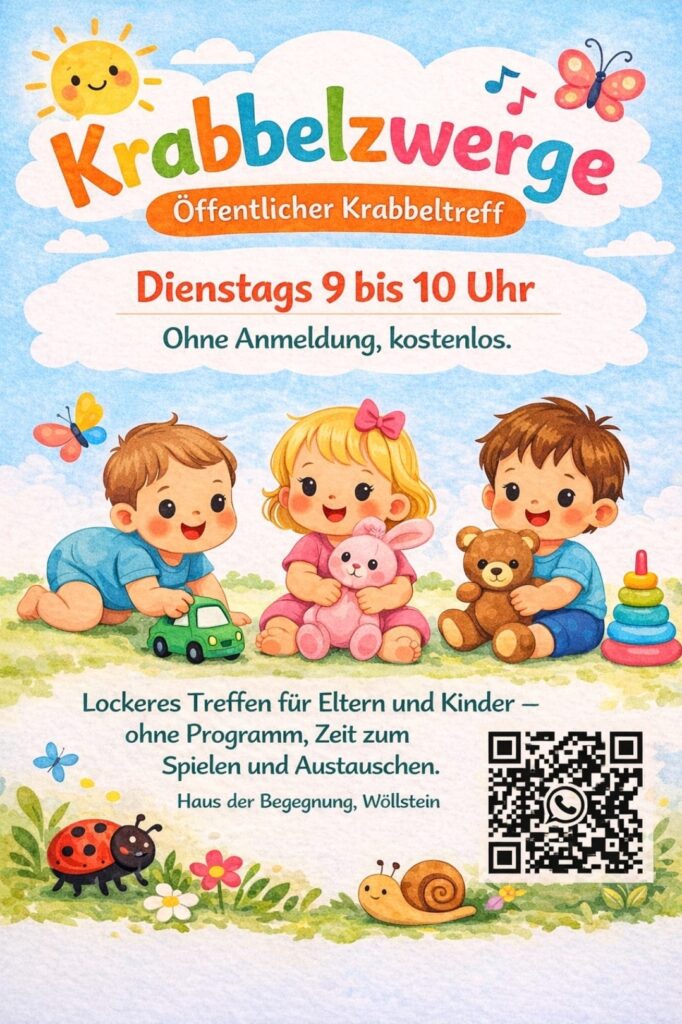 Einladung zum Krabbeltreff, Dienstags 9-10 Uhr im Haus der Begegnung, 